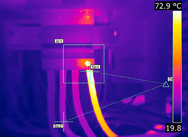 Termografisk bilde som viser varmeutvikling i elektrisk anlegg